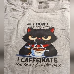 Hanes Gray Cat Caffeine T-Shirt
